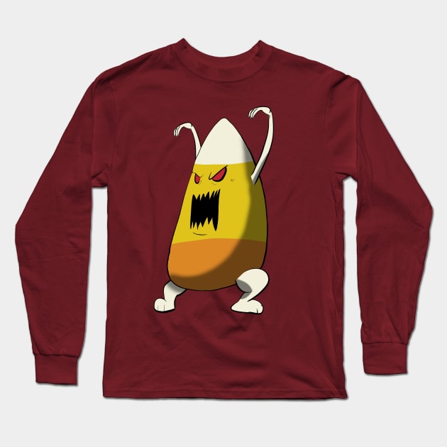 Candy Corn Monster Long Sleeve T-Shirt by Fool King Media